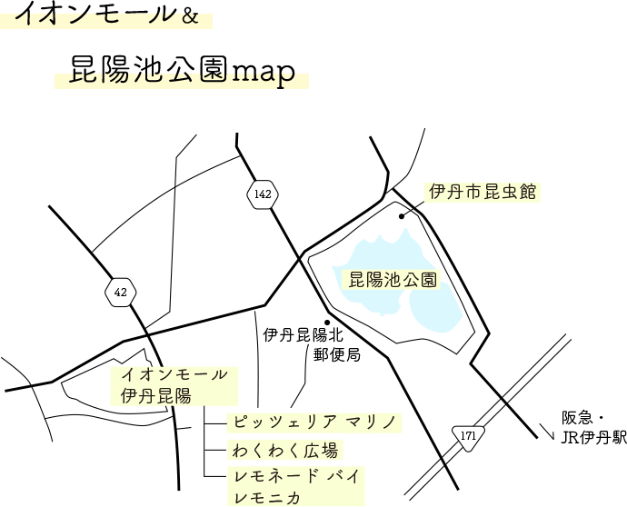 イオンモール＆昆陽公園map