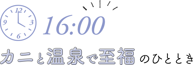 16:00 カニと温泉で至福のひととき
