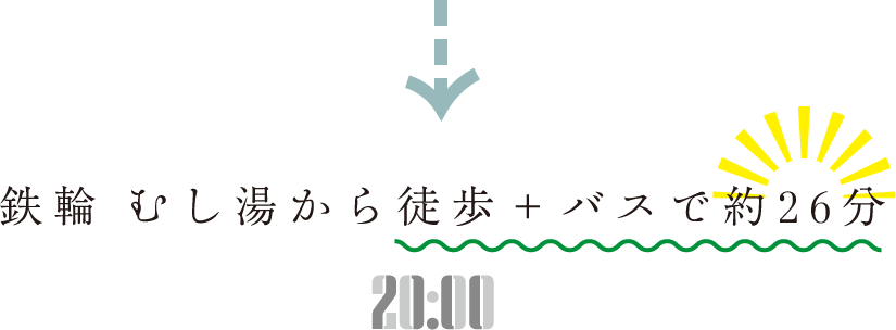 鉄輪 むし湯から徒歩＋バスで約26分 20:00