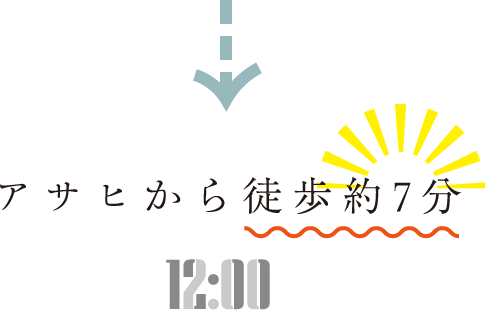 アサヒから徒歩約7分 12:00