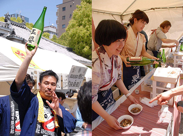 「玉櫻酒造」(島根)の「玉櫻 生酛純米にごり」に、「日本酒餐昧 うつつよ」(大阪市中央区)とコラボした「島岡酒造」(群馬)の「群馬泉 山廃純米 舞風」。料理は、豚舌の角煮と下仁田こんにゃく(2016年開催時)
