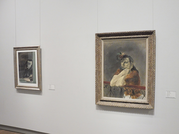右：国吉康雄《夜明けが来る》1944（昭和19）年　岡山県立美術館　左：国吉康雄《窓辺の少女》1946（昭和21）年　田辺市立美術館蔵