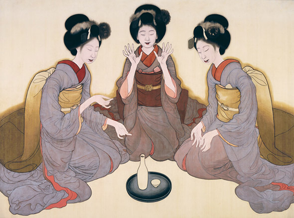 岡本神草『拳を打てる三人の舞妓（未成）』大正９年（1920）　京都国立近代美術館