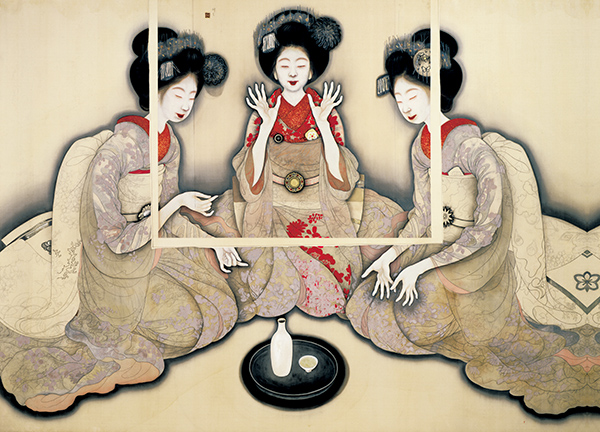 岡本神草『拳を打てる三人の舞妓の習作』大正９年（1920）　京都国立近代美術館