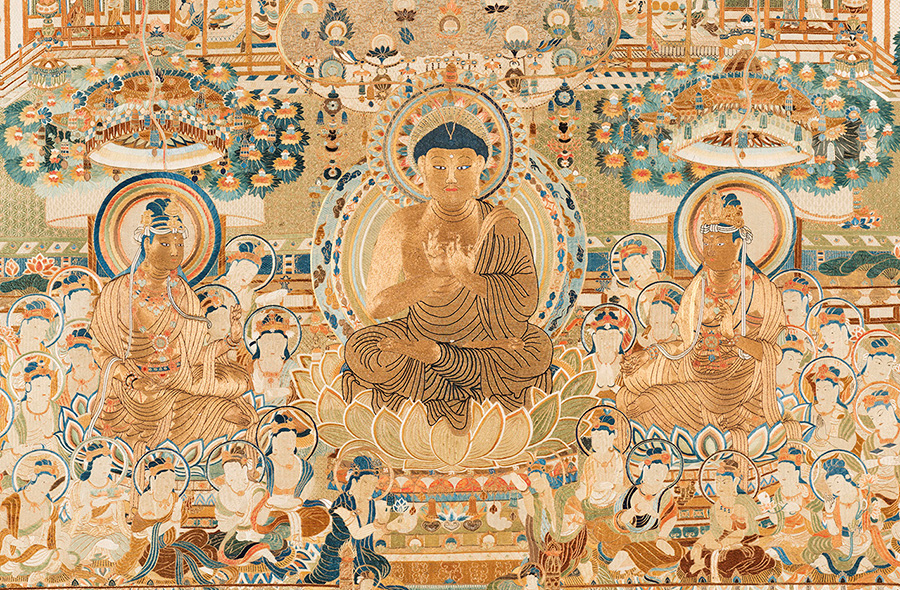 手描き 中国仏像アート 壁画風作品 永楽宮壁画 仏教美術作品 kyoto-kibundo_yt0004-kj
