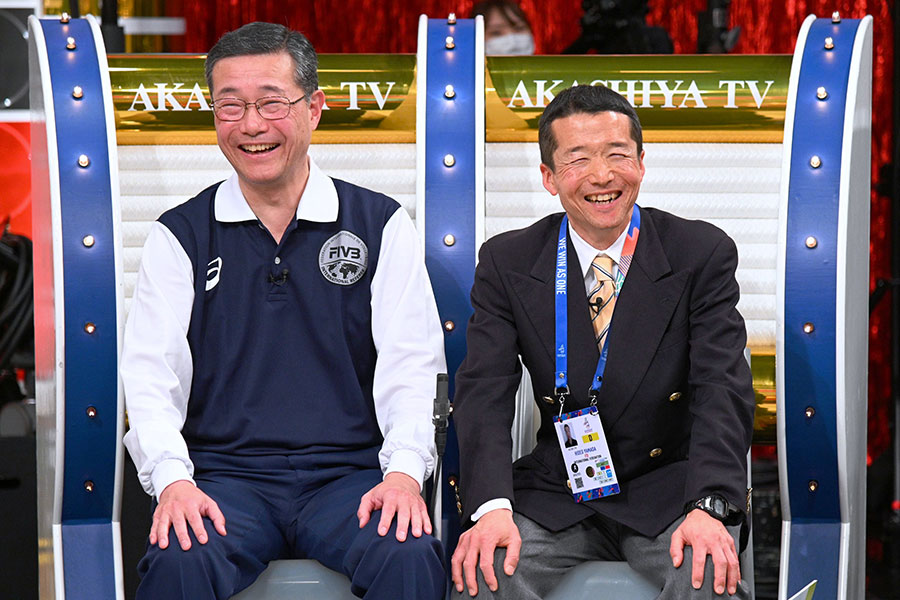 （左から）元バレーボール国際審判員の田野昭彦さん、国際競歩審判員の山田英生さん（写真提供：ＭＢＳ）