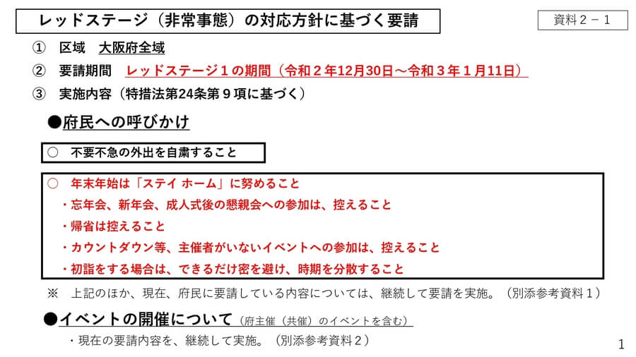 大阪府民に年末年始のステイホーム協力 １月１１日まで要請 Lmaga Jp