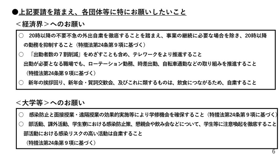 大阪府配付資料より『レッドステージ（非常事態）の対応方針に基づく要請』について6
