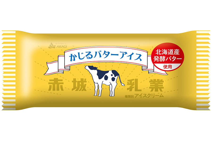 北海道産の発酵バターを使用した「かじるバターアイス」（154円）