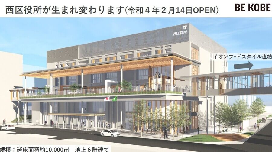 西神中央駅前に移転する、新しい西区役所のイメージ図（神戸市提供）