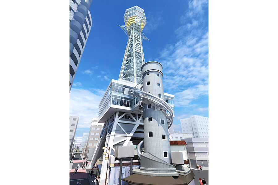 大阪の「通天閣」に建設予定の体験型アトラクション「タワースライダー」（イメージ）