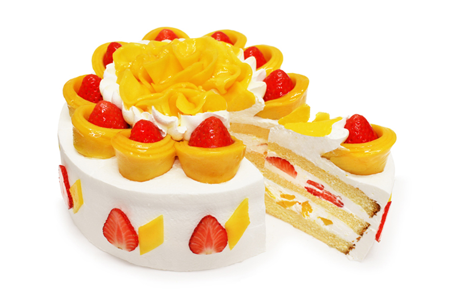 「マンゴーフェア」中、同時販売されている「マンゴーといちごのショートケーキ」（1ピース1200円）