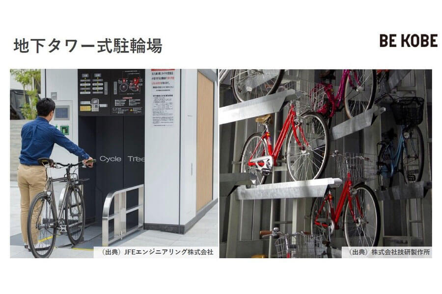 地下タワー式駐輪場のイメージ（神戸市提供）