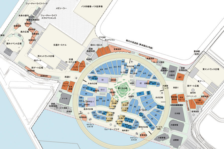 2025年『大阪・関西万博』の会場配置計画（2022年7月時点）