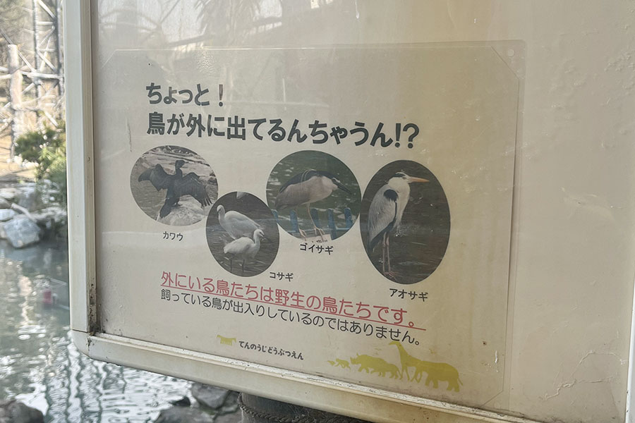 「天王寺動物園」（大阪市天王寺区）の張り紙。関西弁が親しみやすく感じる