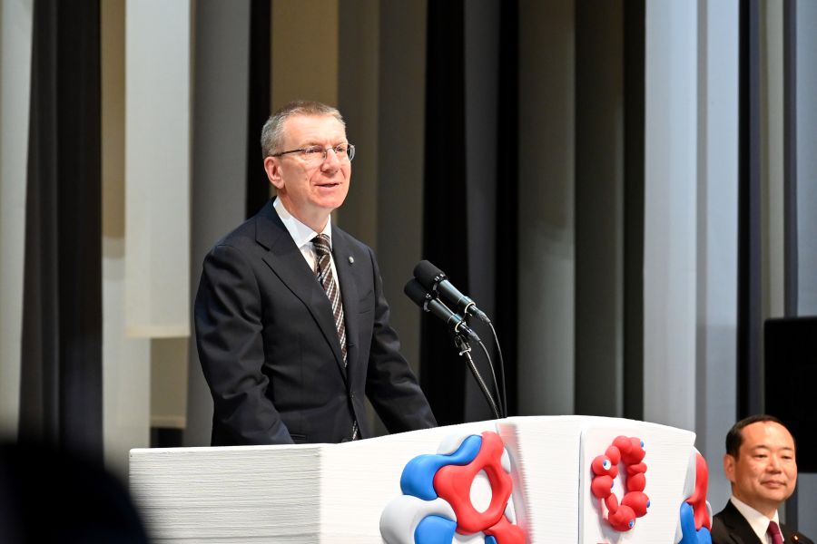 ラトビアのエドガルス・リンケービッチ大統領(撮影5月20日:大阪・関西万博)