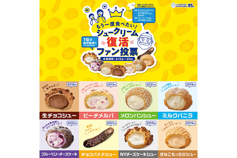 シュークリーム専門店ビアードパパ『シュークリーム復活ファン投票』