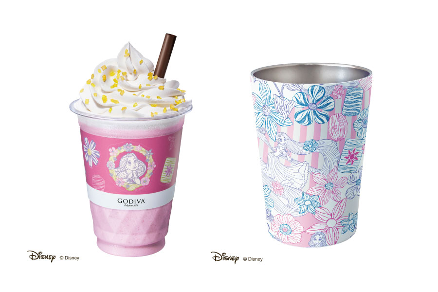 「ゴディバ×塔の上のラプンツェル」コラボメニュー「ホワイトピーチ ショコリキサー & タンブラーセット」(4258円)