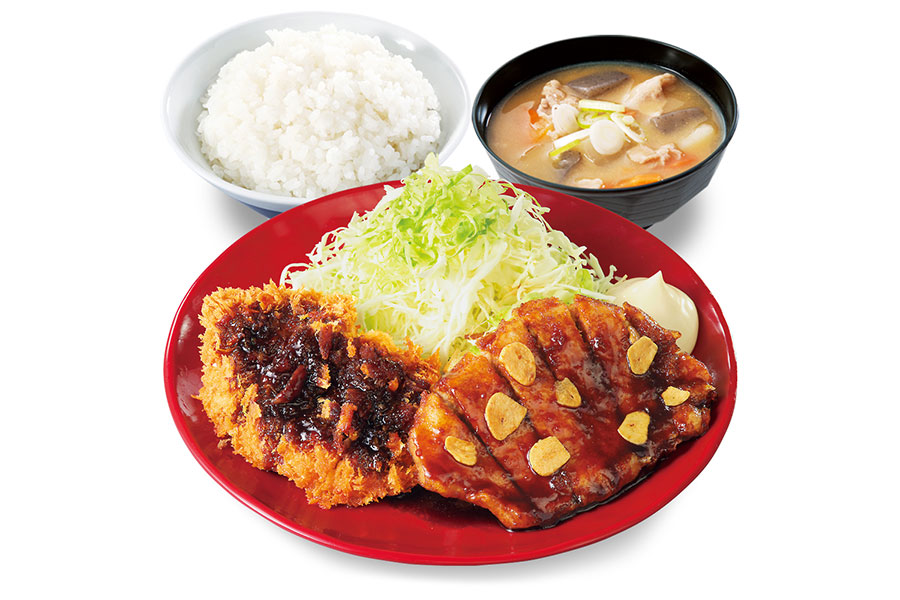 かつや新メニュー「トンテキとチキンカツの合い盛り定食」(1089円)
