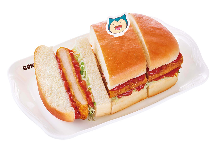 コメダ珈琲店×ポケモンコラボメニュー「カビゴンのサルサチキンカツパン(カビゴンピック付き)」(1170円〜)