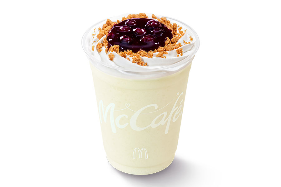 マクドナルド新商品「ブルーベリーチーズケーキフラッペ」(490円〜)