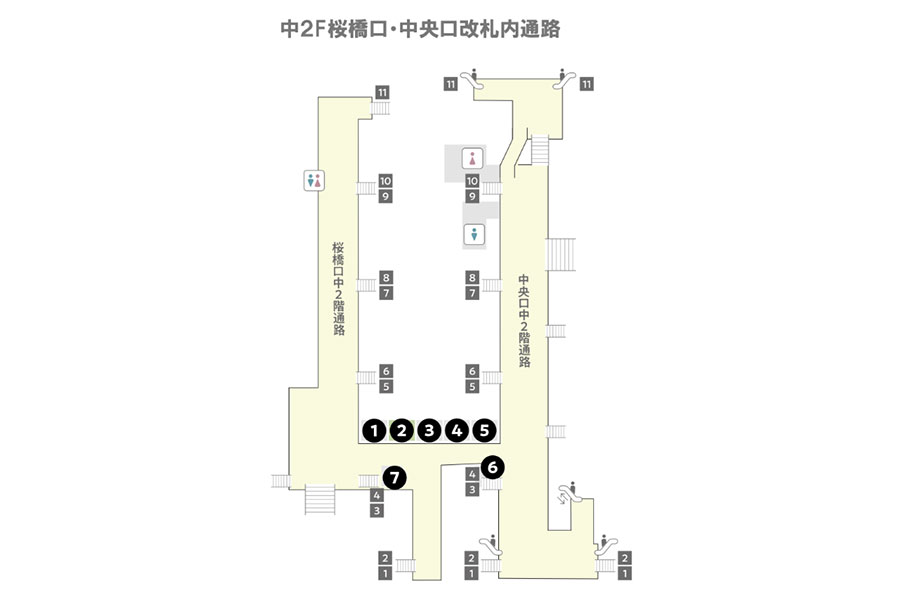 「エーワンベーカリーJR大阪駅桜橋口店」上記画像の①が出店場所