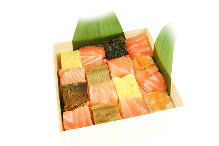 大阪・関西万博 ORA外食パビリオン『大起水産 大坂箱寿司体験~世界でひとつの箱寿司をつくろう~』箱寿司の完成イメージ
