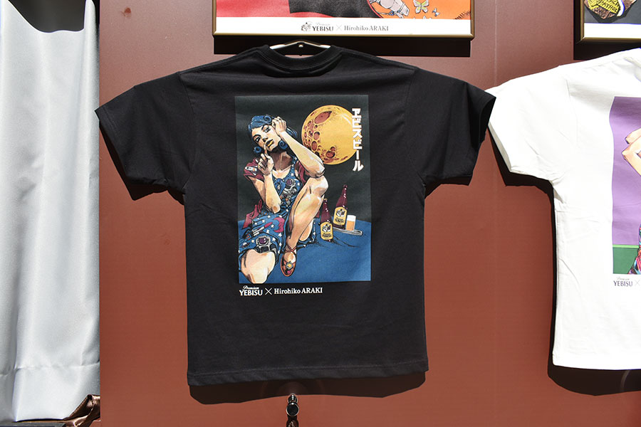 「五感で味わう、ヱビスの美人画展」で購入できるTシャツ(5種6600円)