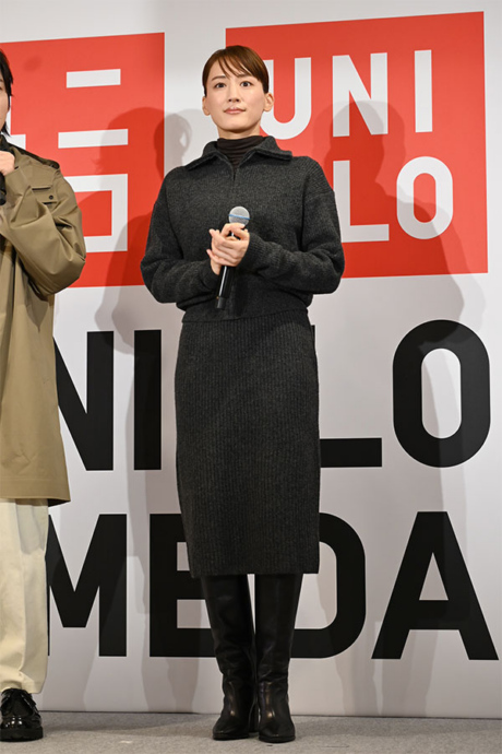 新たにオープンする「UNIQLO UMEDA」のイベントに登壇した綾瀬はるか(10月23日・大阪市内 Lmaga.jp撮影)