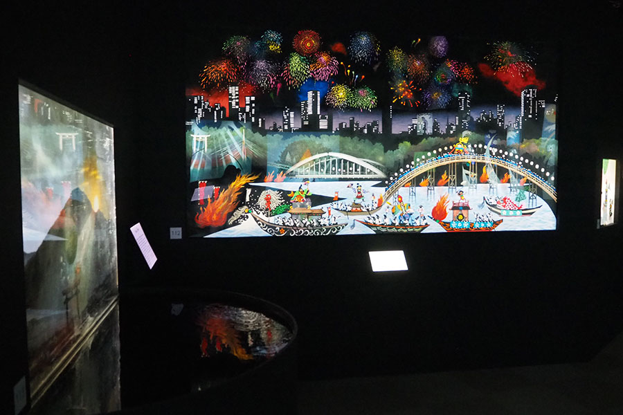 大阪の祭りを描いた『天神祭 今昔』(C)Fujishiro Seiji Museum