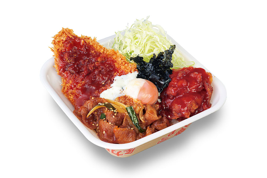 とんかつ専⾨店「かつや」新メニュー「牛豚鶏のプルコギビビンカツ丼弁当」(961円/温玉なし853円)