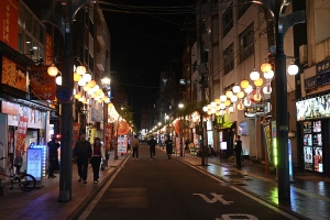 宮崎最大の繁華街・ニシタチ。提灯も上がっており、歩いているだけでテンションが上がる