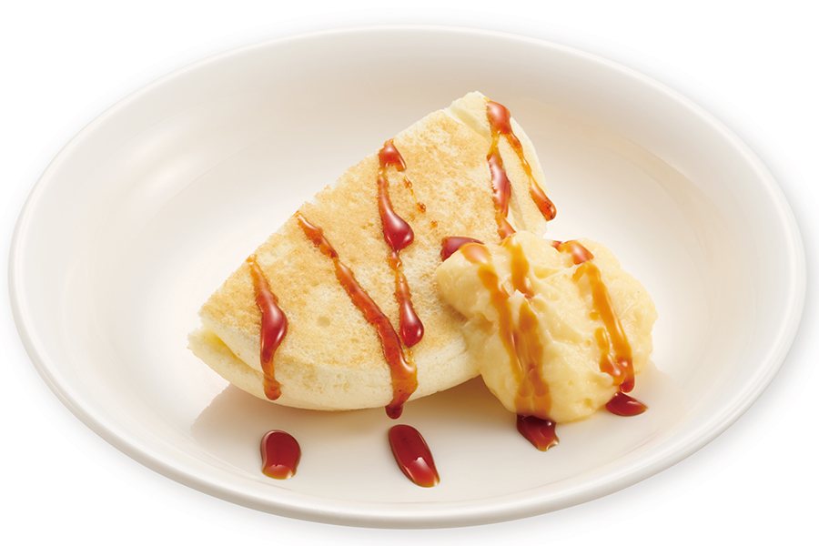 マダガスカル共和国の料理・マダガスカルバニラパンケーキ(115円)。販売期間は1月9日~2月5日、持ち帰り不可