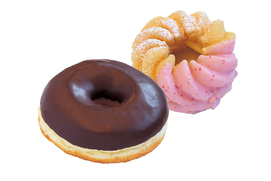 上から、ストロベリーカスタードフレンチ、チョコリング共に187円。