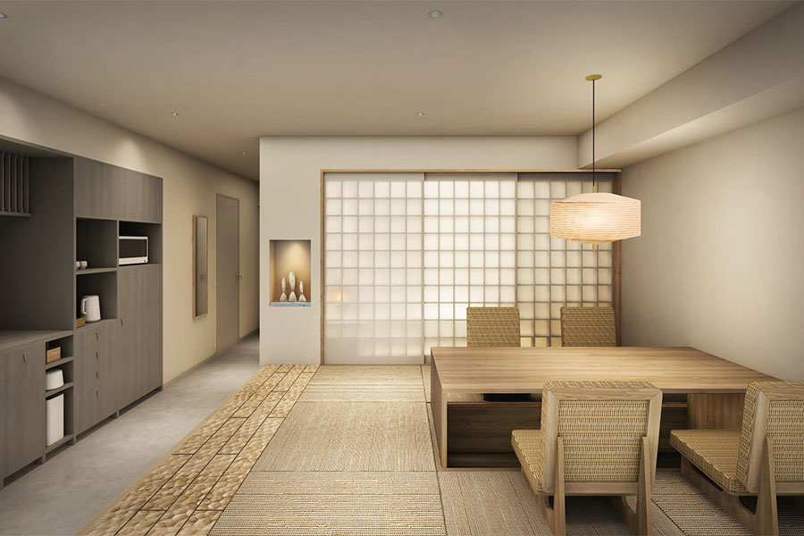 「MUJI BASE KYOTO kiyomizu」客室イメージ。ファミリールーム