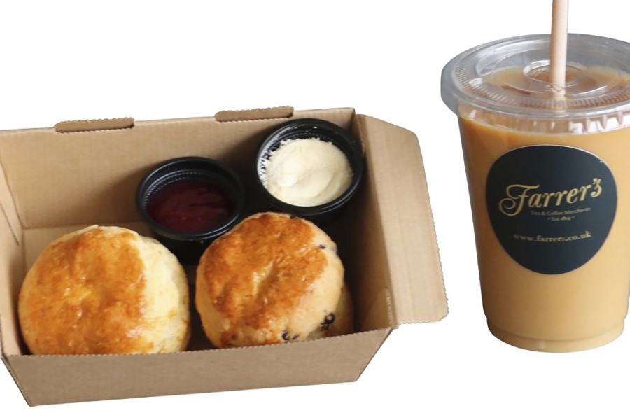 『英国フェア2026』に登場する「ファーラーズ」の「ファーラーズ×ランゲージファーム」クリームティーセット(1485円)