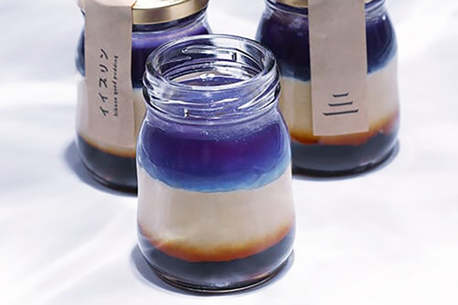 『春のEGG SWEETSマルシェ』に登場する彦根イイプリン(ビワコブルー)