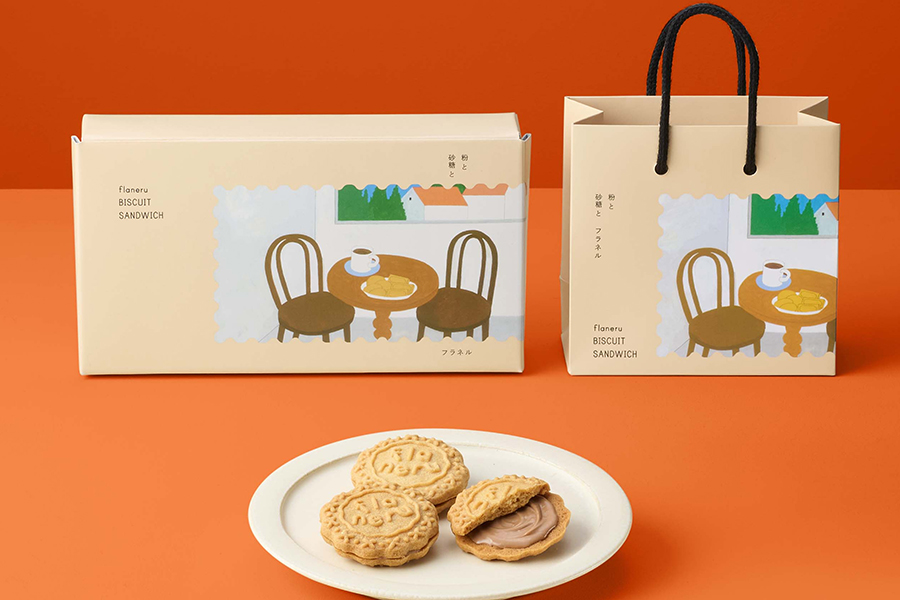 「flaneru 粉と砂糖と」のフラネルビスケットサンド(3個入・864円、6個入・1620円)
