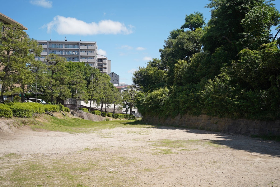 普段は子どもたちが遊んでいる「国史跡 有岡城跡」の内堀(6月10日撮影/Lmaga.jp)