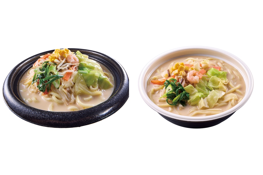 左が「盛りすぎ!1食分の野菜ちゃんぽん」(599円/6月22日発売)、右が通常品