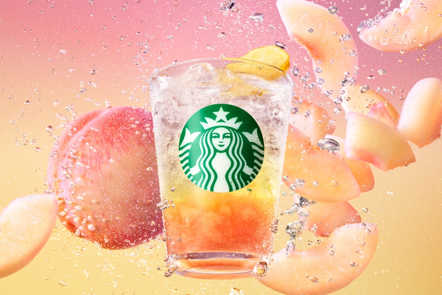 「チラックス ソーダ ピーチ」(持ち帰りTall579円・Grande624円・Venti668円、店内利用Tall590円・Grande635円・Venti680円)