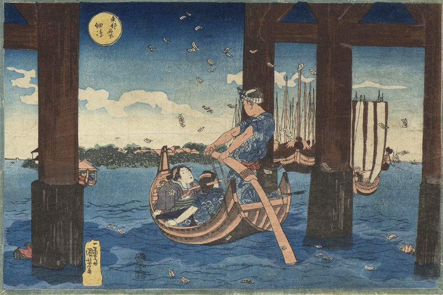 「東都名所 佃嶋」天保初期(1831-33)頃 個人蔵、『浮世絵スーパークリエイター 歌川国芳展』
