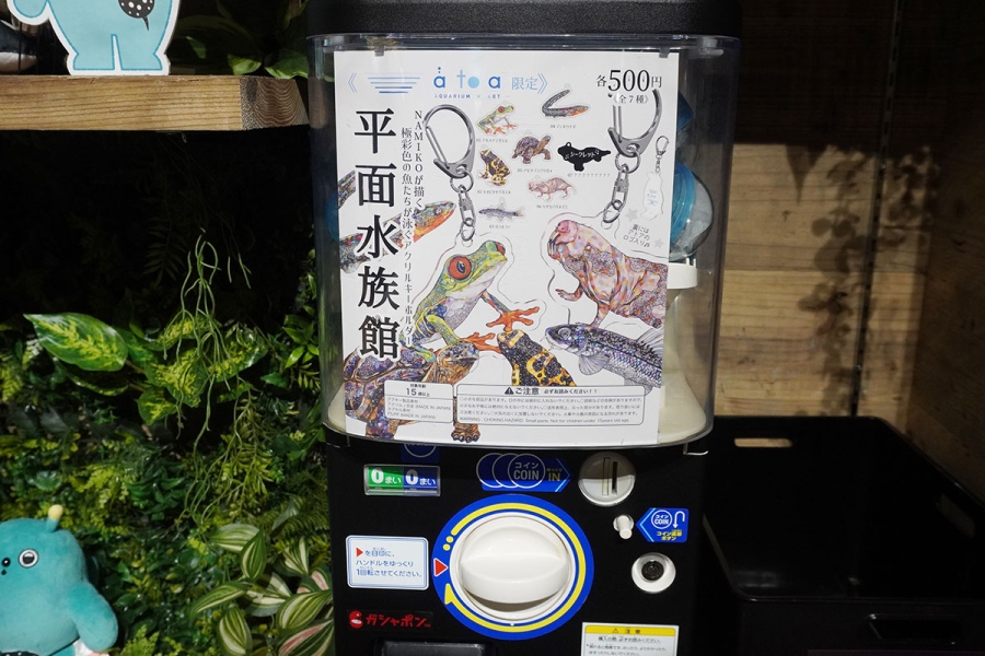 にぼしアーティスト・NAMIKO(NIBOSHI&)氏による「平面水族館(アクリルキーホルダー)」ELEMENTSシリーズが新登場。1回500円