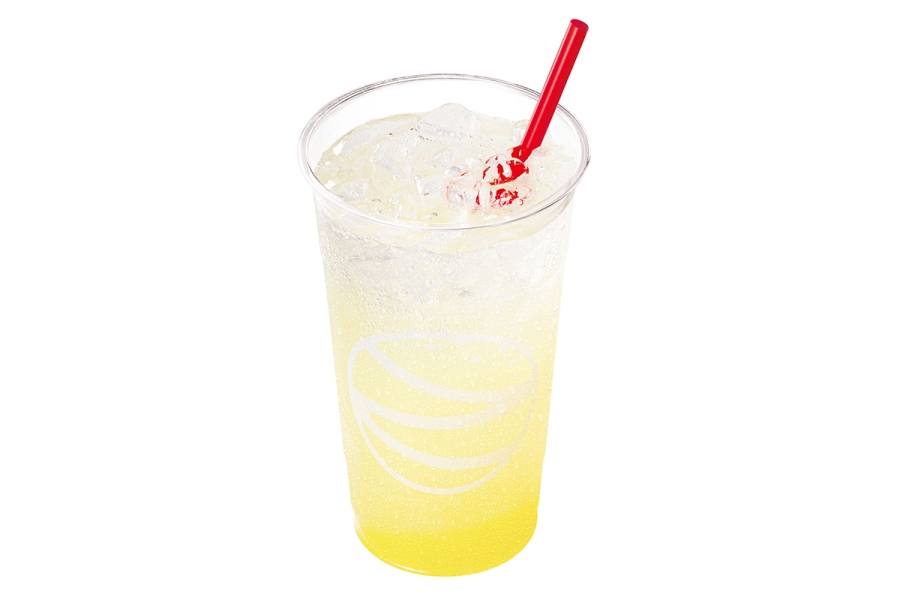 「ゼッテリア」で7月15日〜発売される大容量サイズのドリンク(ゆずレモンソーダ550円、セットは+200円)