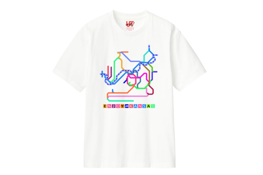 「ユニクロJR新大阪店」で販売されるコラボTシャツ「路線図」
