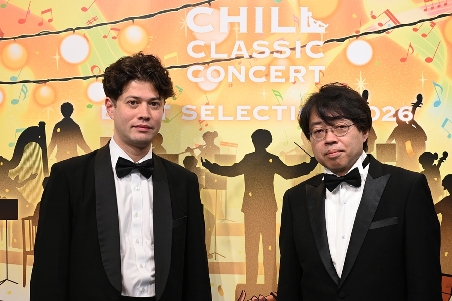 chill2026_0914_9 | Lmaga.jp (左から)企画協力のヴァイオリニスト・ビルマン聡平さん、編曲家・ピアニスト・中山博之さん(9月13日・大阪市内/Lmaga.jp撮影)