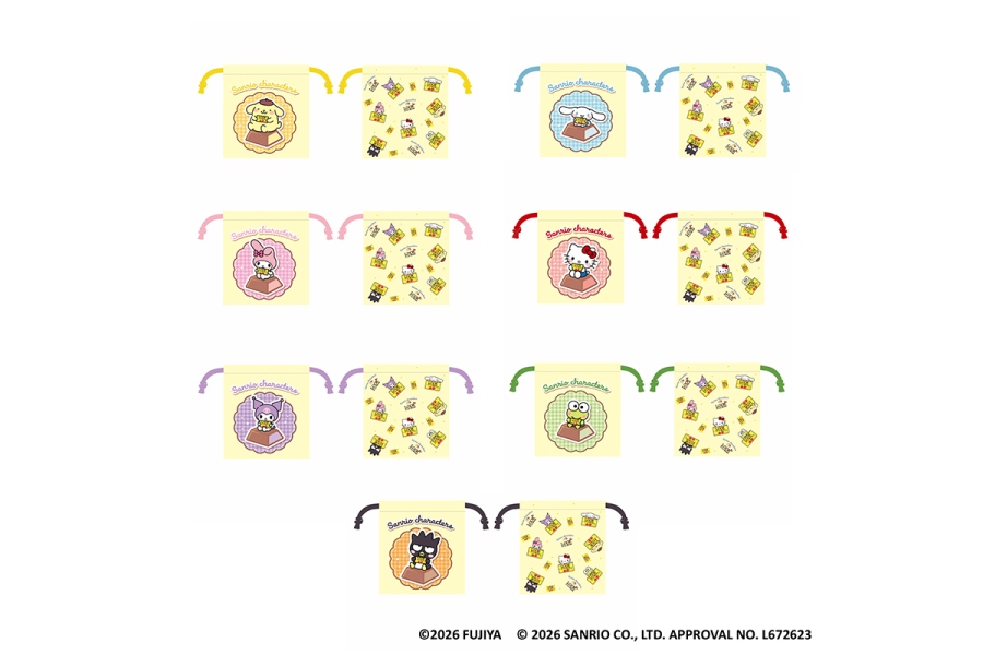 fujiya2026_0928_4 | Lmaga.jp 「巾着 LOOK A La Mode×サンリオキャラクターズ(全7種) 」(各880円)