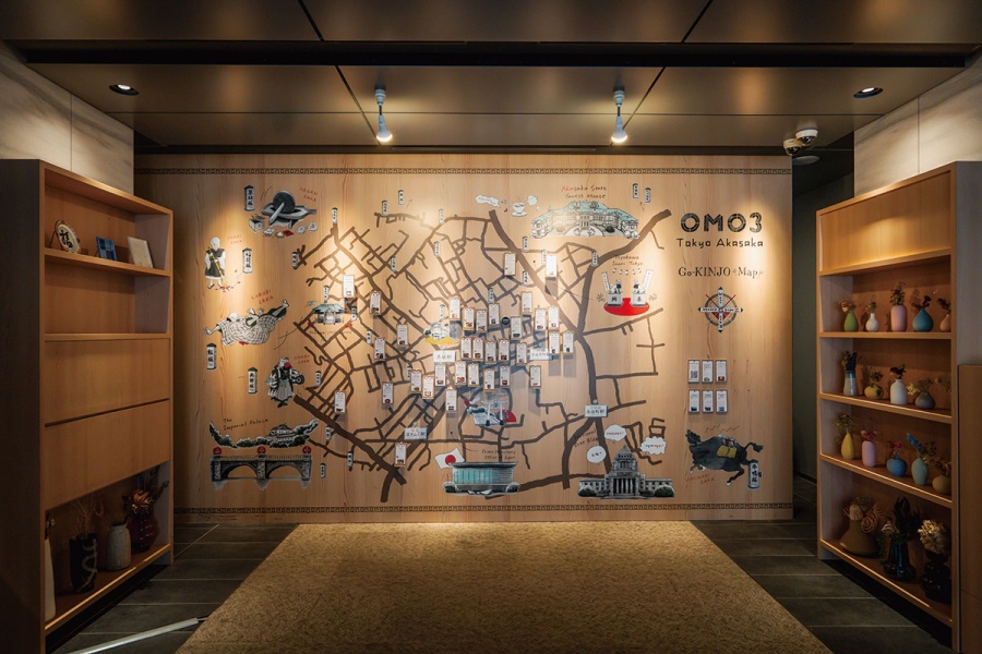 omo3akasaka6 | Lmaga.jp 徒歩15分圏内のお薦めをまとめた「ご近所マップ」。かつて武家屋敷が並んだ江戸時代の古地図がモチーフで、地名の由来である19の坂情報まで網羅