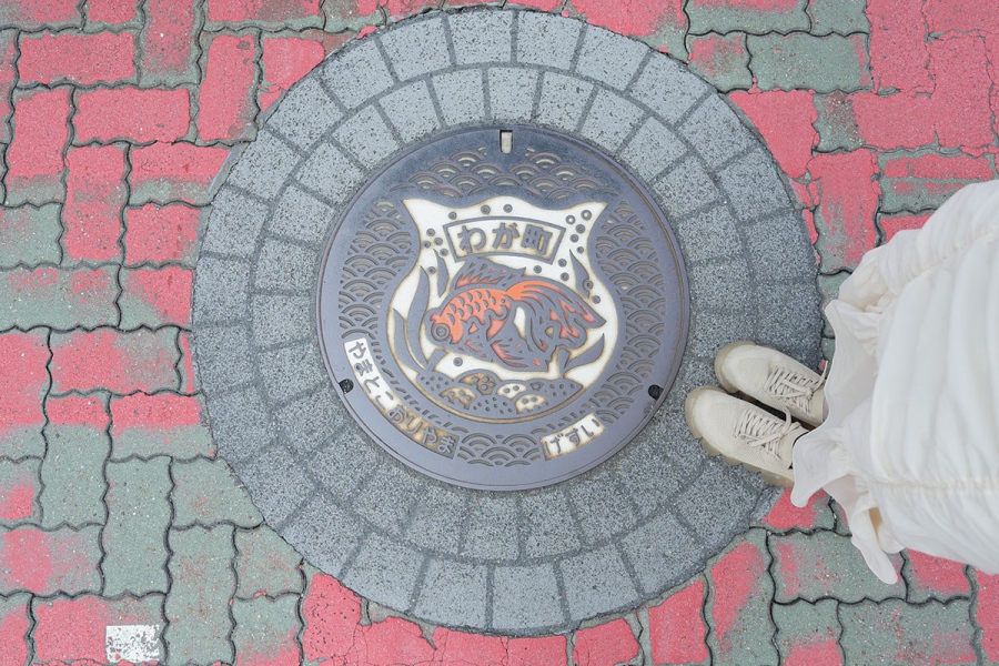 yamatokoriyama_202609_11 | Lmaga.jp カラーの金魚マンホールは14カ所に設置されている