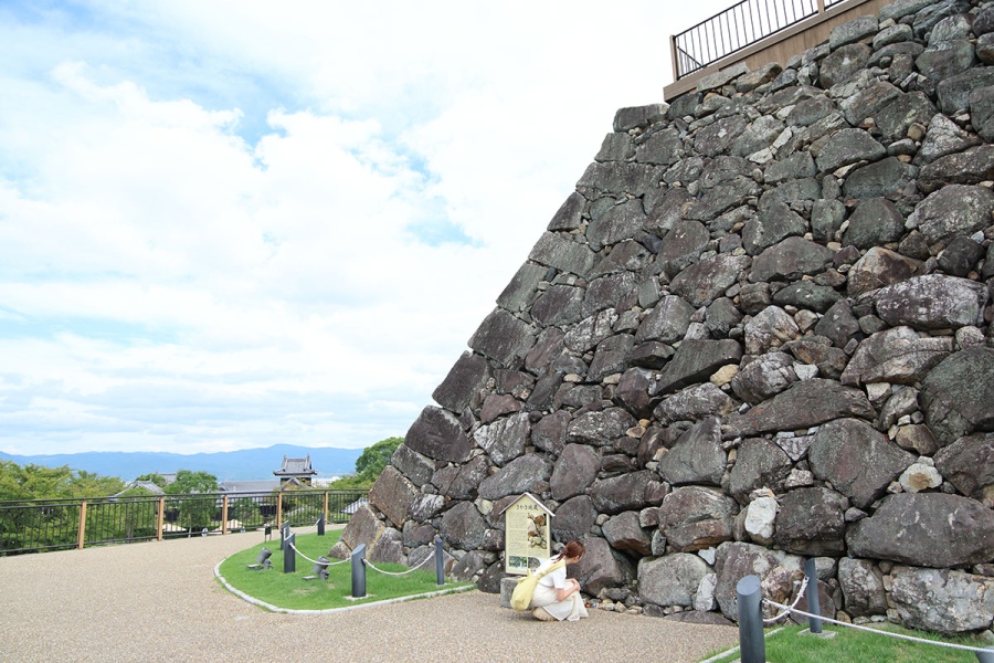 yamatokoriyama_202609_37 | Lmaga.jp のぞき込んでいる穴の中に、転用石のお地蔵様(逆さ地蔵)の顔が見える